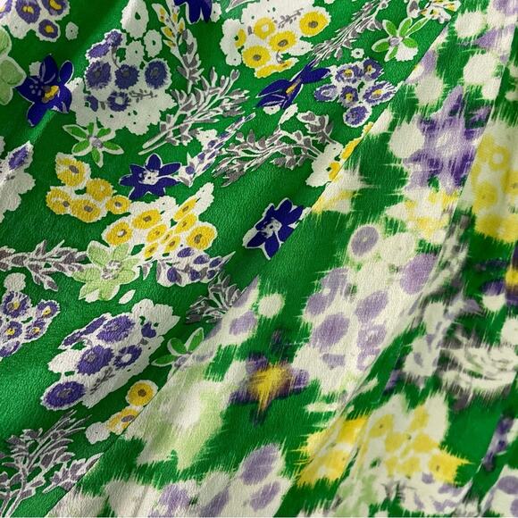 Rebecca Taylor | Silk Blouse Tank Top Green Yellow Purple Small - Picture 8 of 10